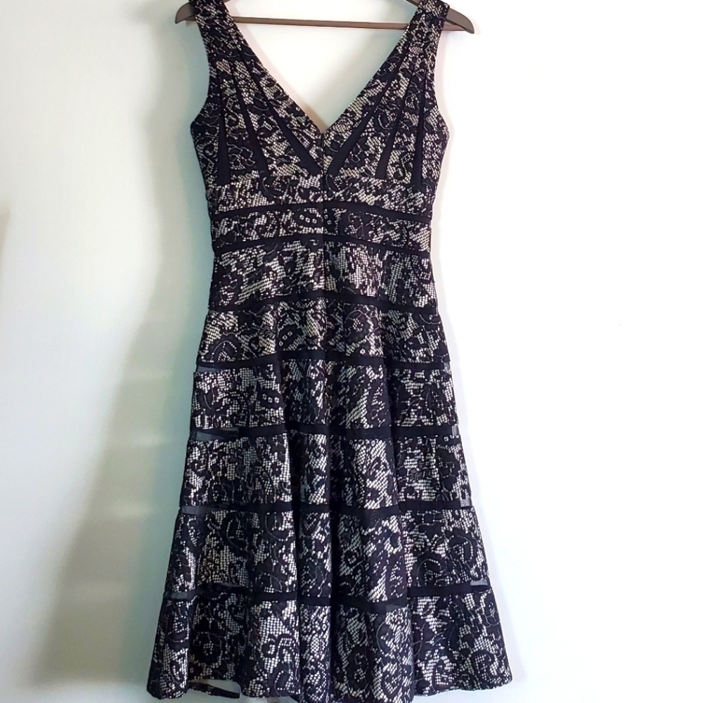 Js Collections Black And White Lace Overlay Dress - image 2